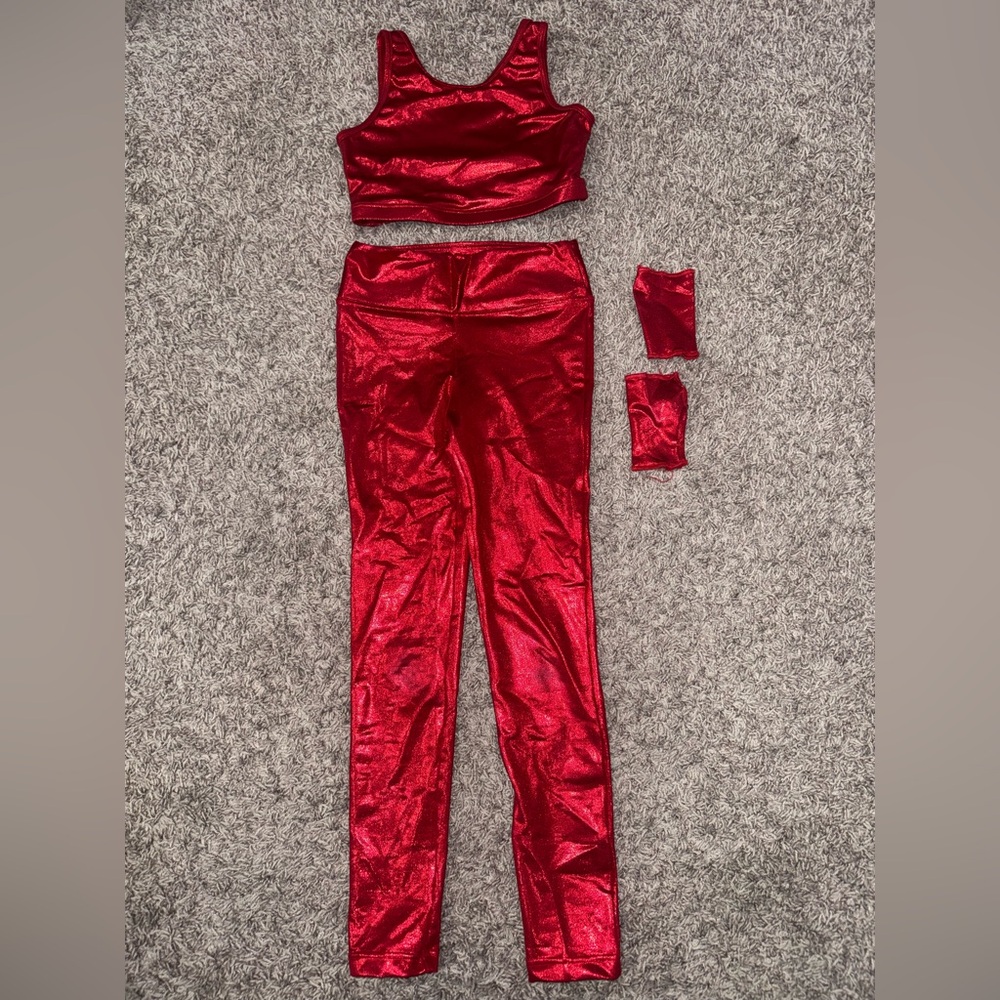 Balera Metallic two piece RED set with gloves